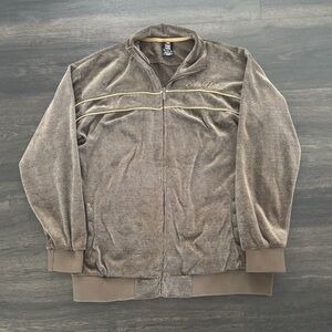 Vintage Y2K Ecko Unltd Brown Velour Track Suit Jacket Streetwear